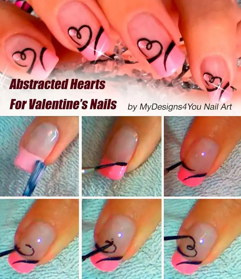 Abstracted Hearts For Valentine's Nails