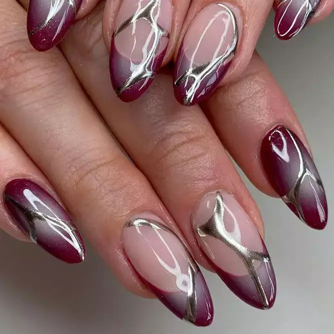 Aura And Chrome French Manicure