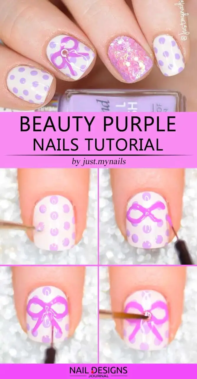 Beauty Purple Nails Tutorial