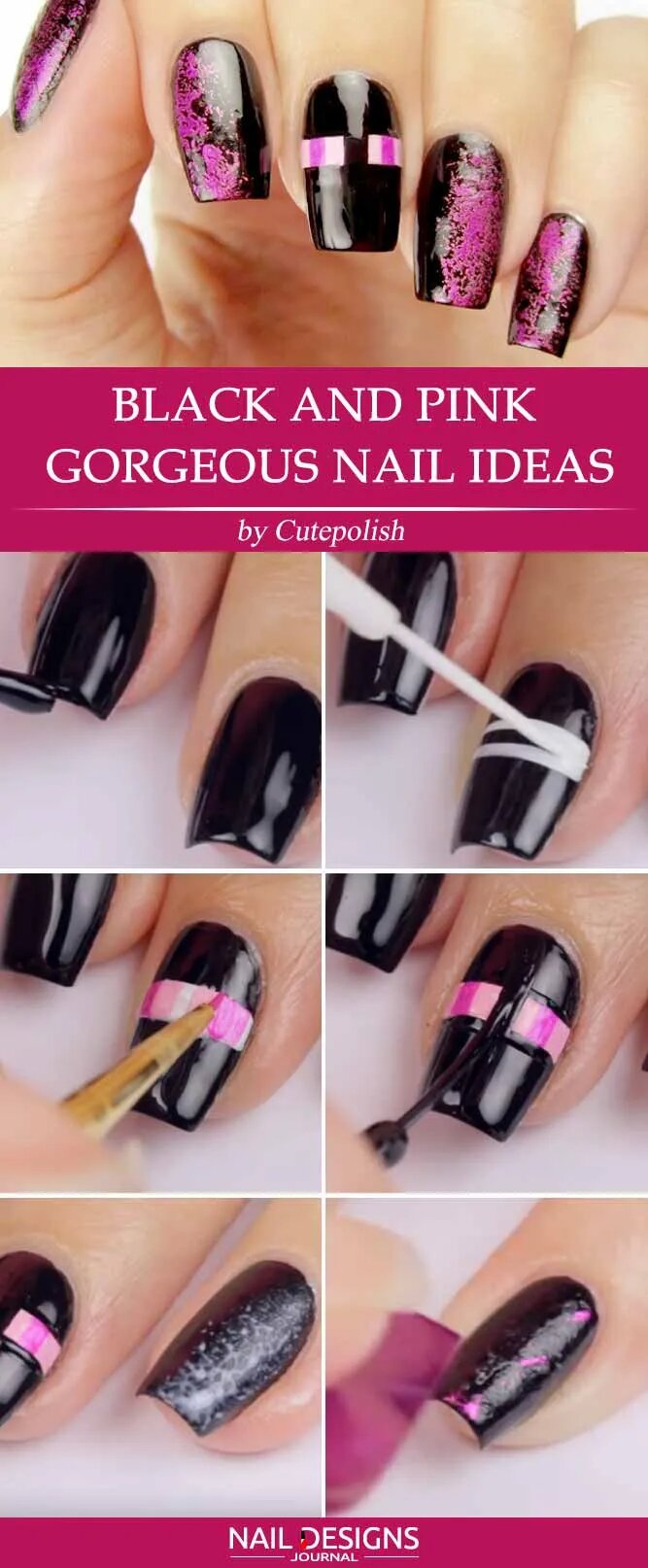 Black And Pink Gorgeous Nail Ideas