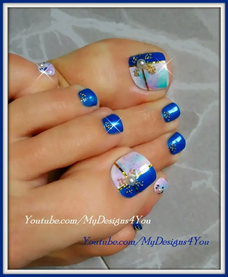 Cavier Blue Marble Nail Polish Style