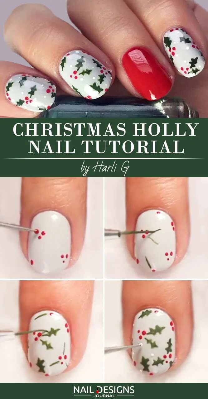 Christmas Holly Nail Tutorial