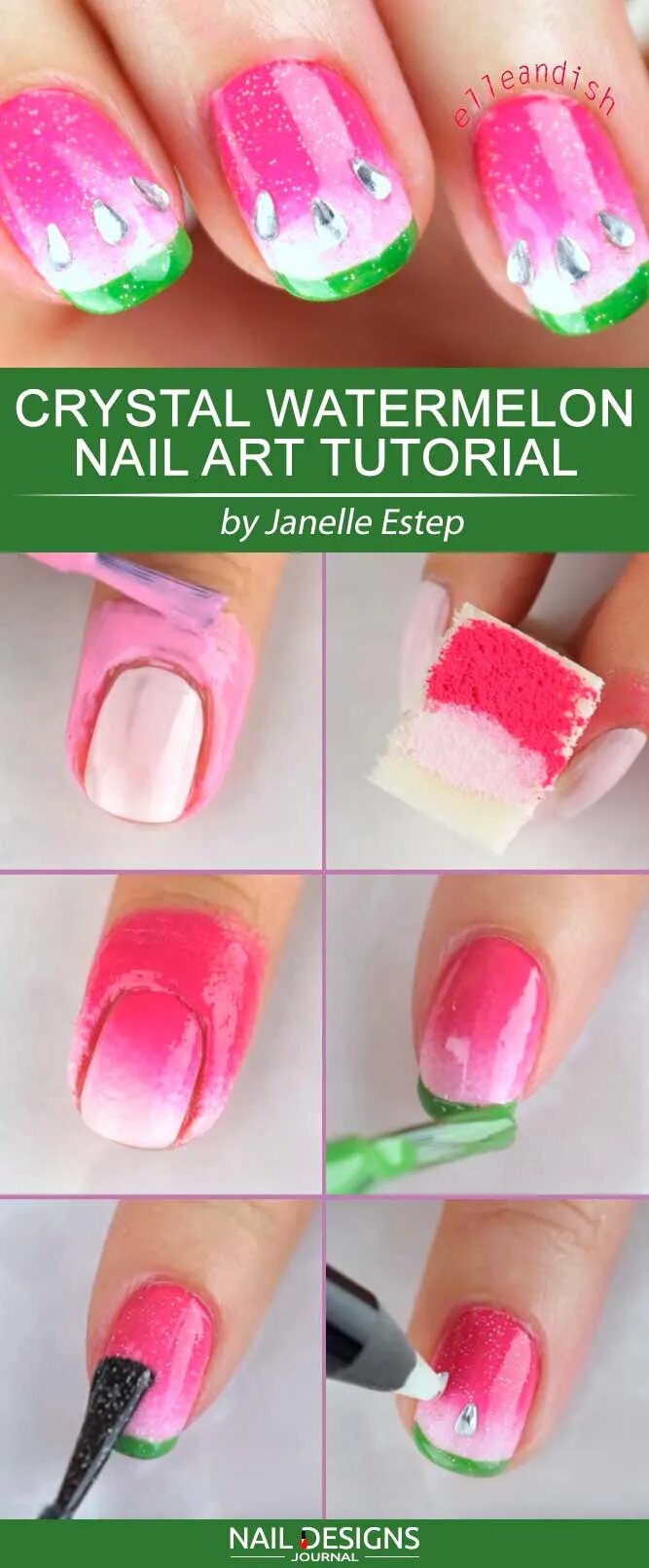 Crystal Watermelon Nail Art