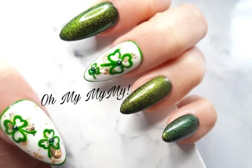 Custom Gel Polish Clover Festive Nail Designs