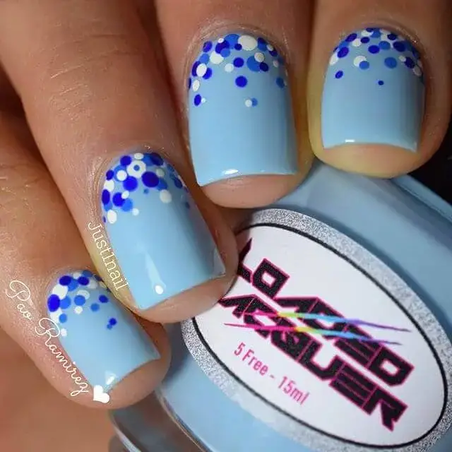 Cute Blue And White Bubble Nail Art