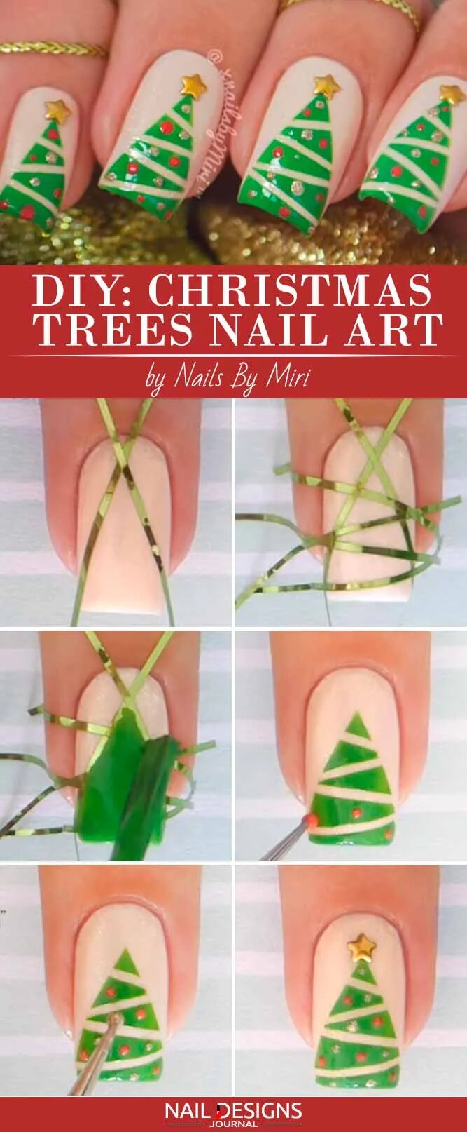 Cute Christmas Trees On Your Nails