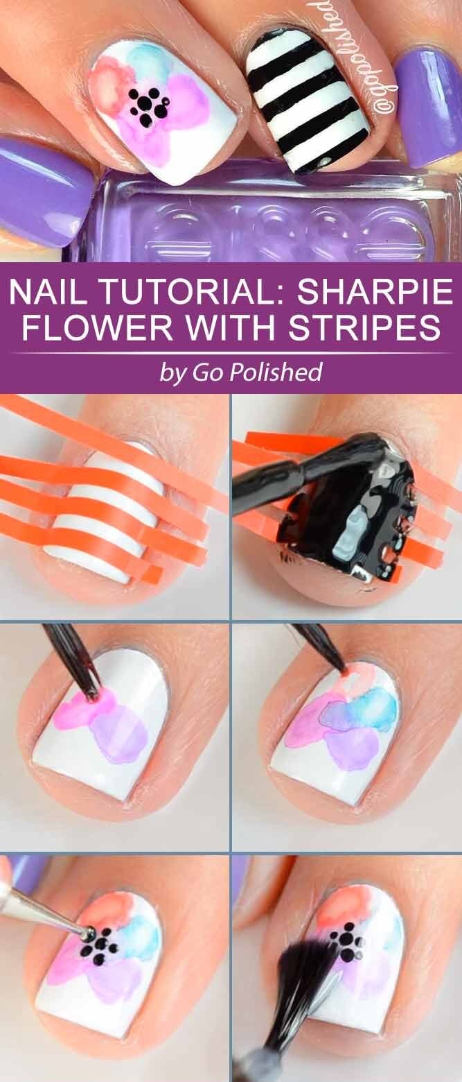 Cute Sharpie Flower Nails