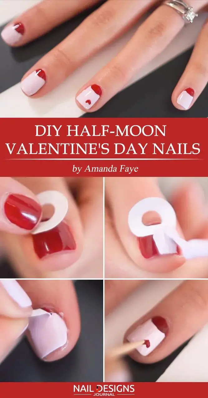 DIY Half-Moon Valentines Nails Design