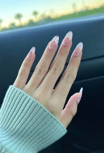 Diamonds Pink Nail Design