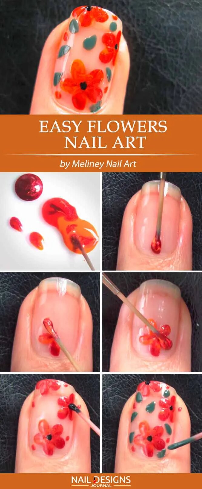 Easy Autumn Flowers Nail Art