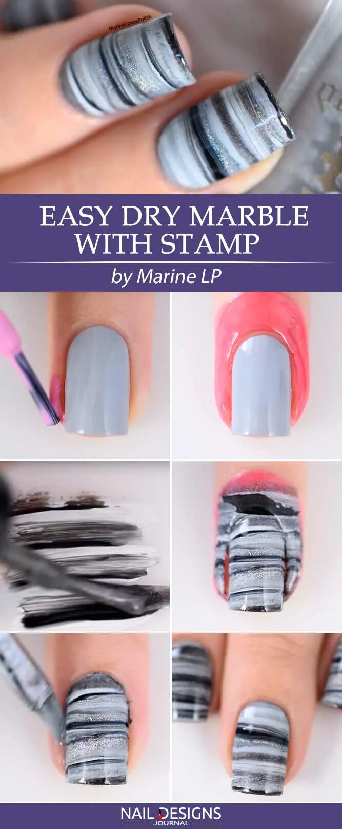 Easy Dry Marble Nails With Stamp