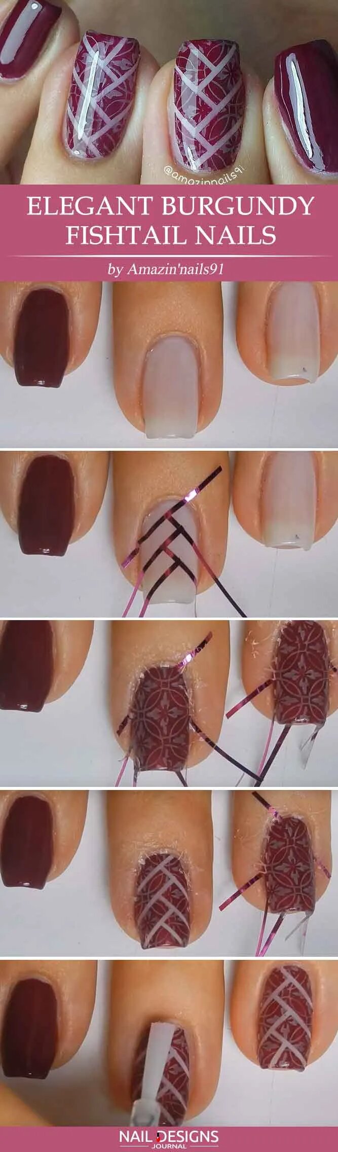 Elegant Burgundy Fishtail Nails