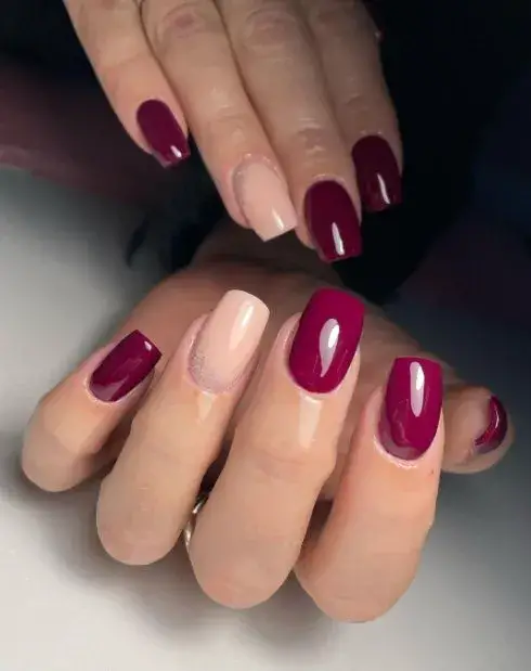 French Maroon Nail Art Designs