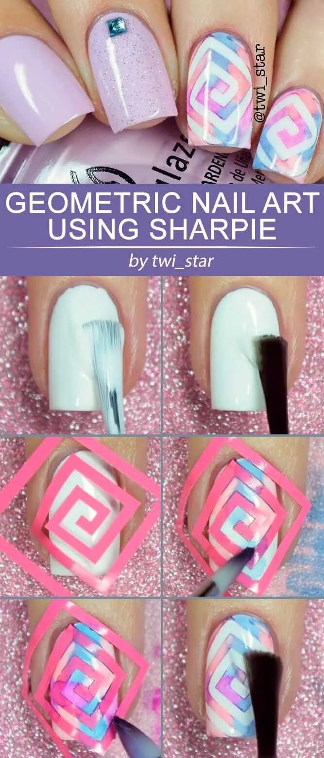 Geometric Nail Art Using Sharpie