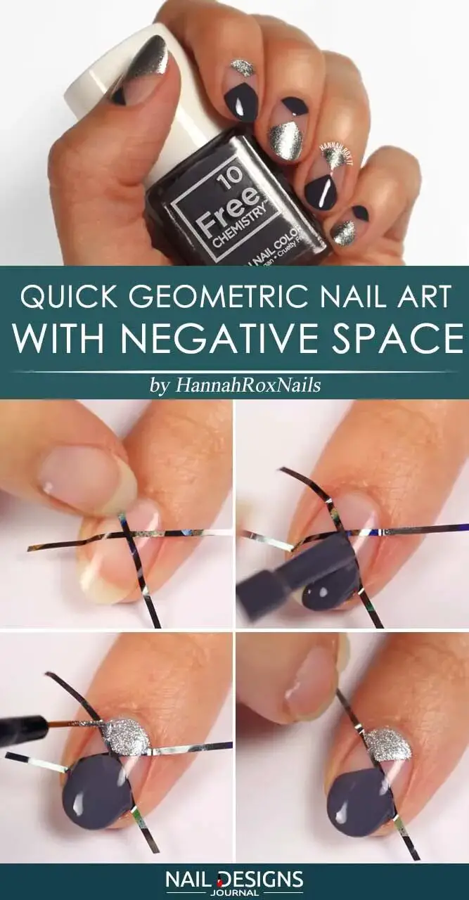 Geometric Nail Art With Negative Space