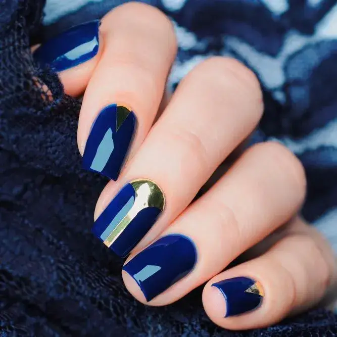 Golden With Royal Blue Nail Colors