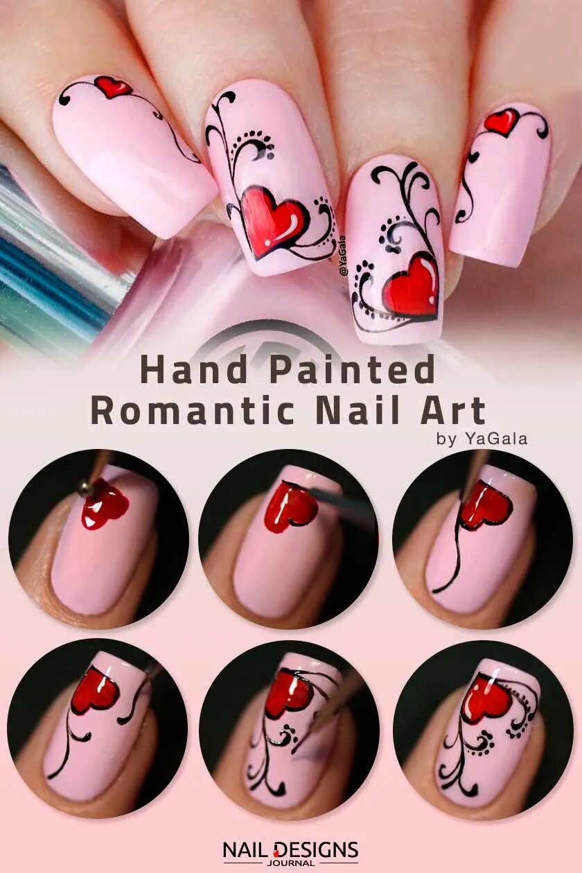 Hand Painted Romantic Nails Art