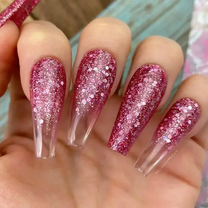 Inverted Pink Ombre With Glitter