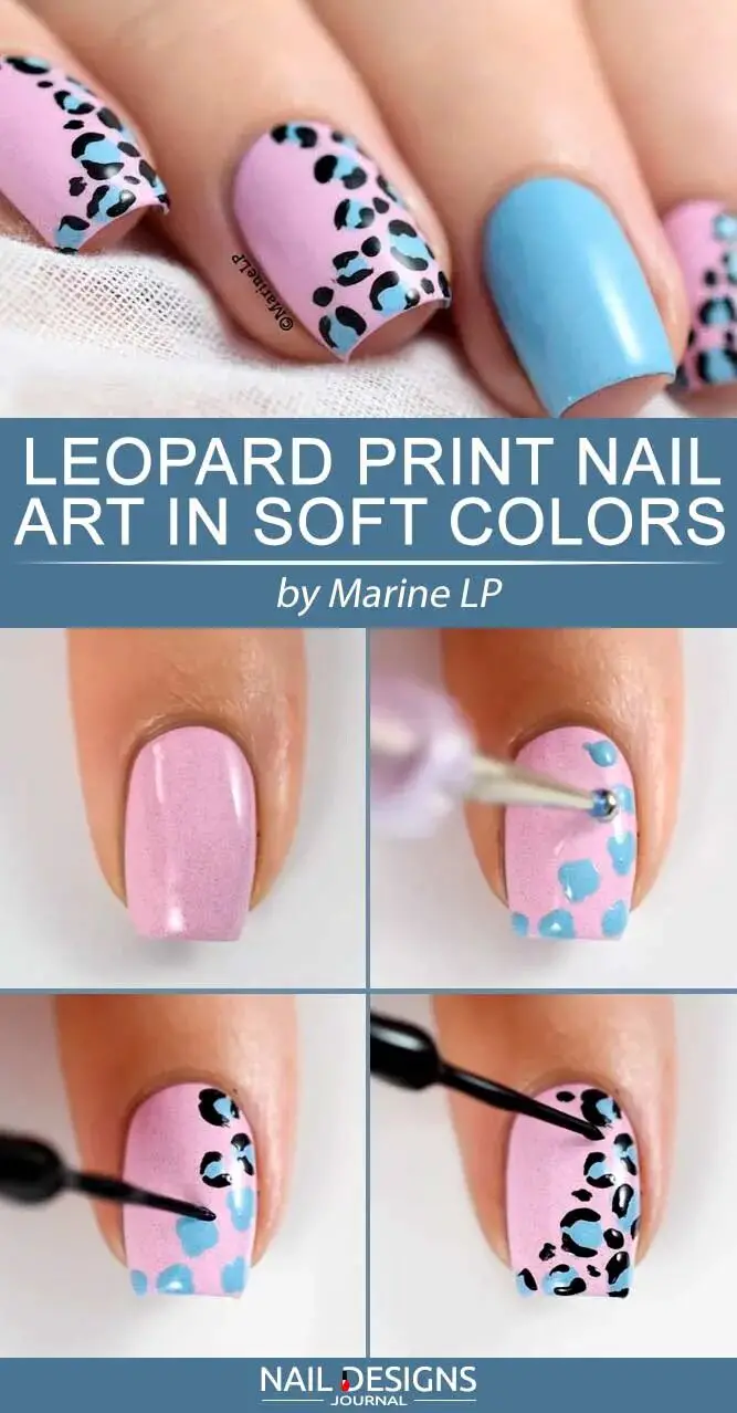 Leopard Print Nail Art In Soft Colors