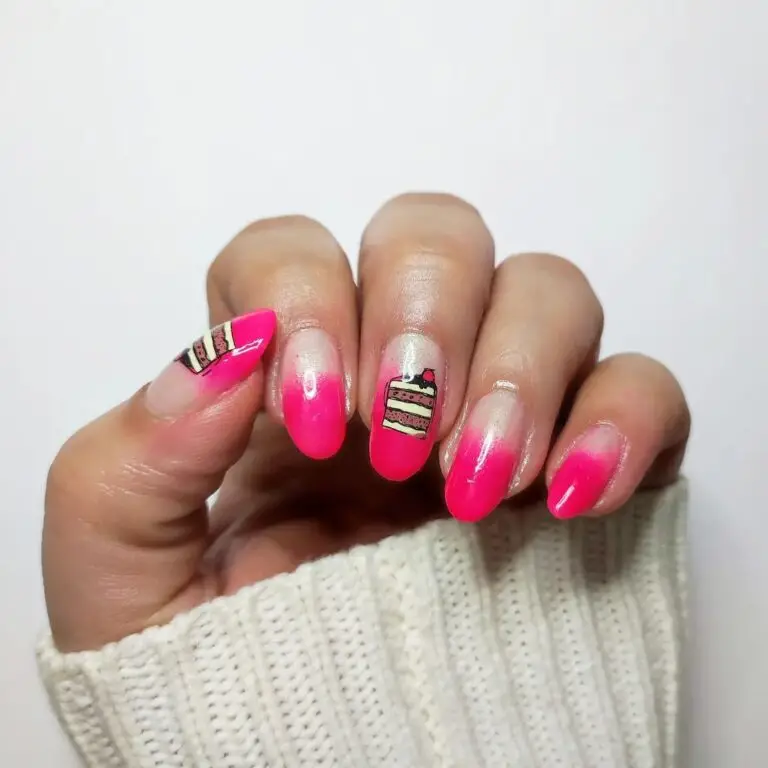 Light Pink Ombre Birthday Nails