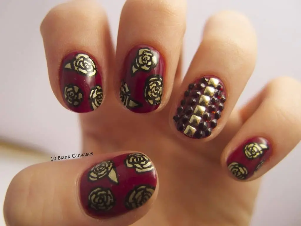 Maroon And Gold Florals