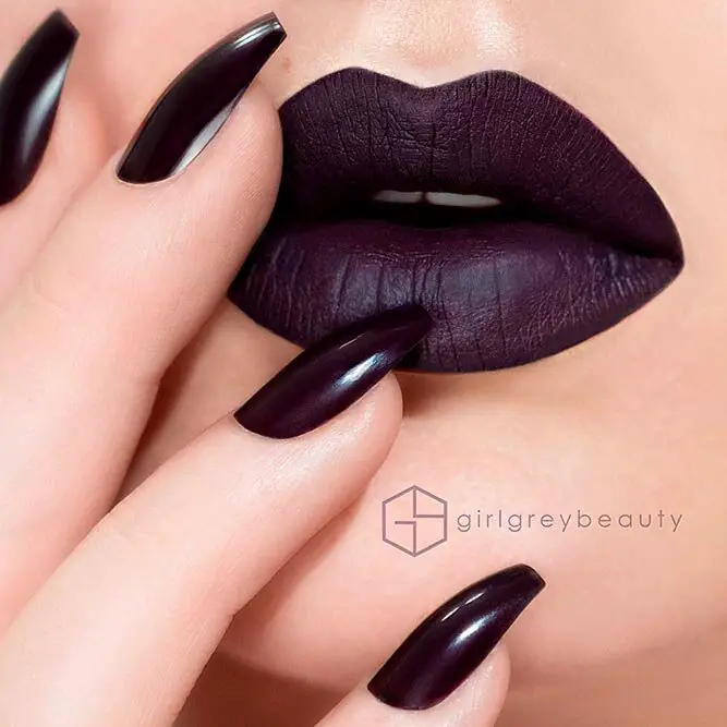 Matching Eggplant Lipstick With Nail Polish