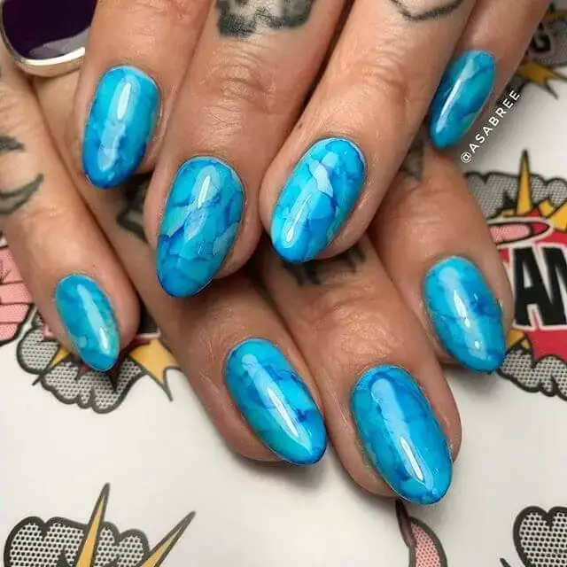 Multi-Toned Light And Dark Blue Marbling