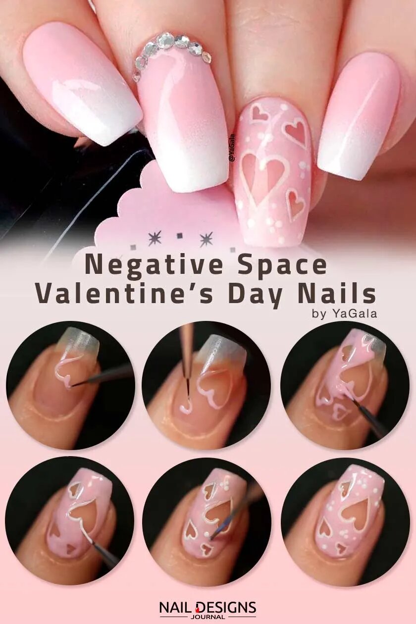 Negative Space Valentine’s Day Nails