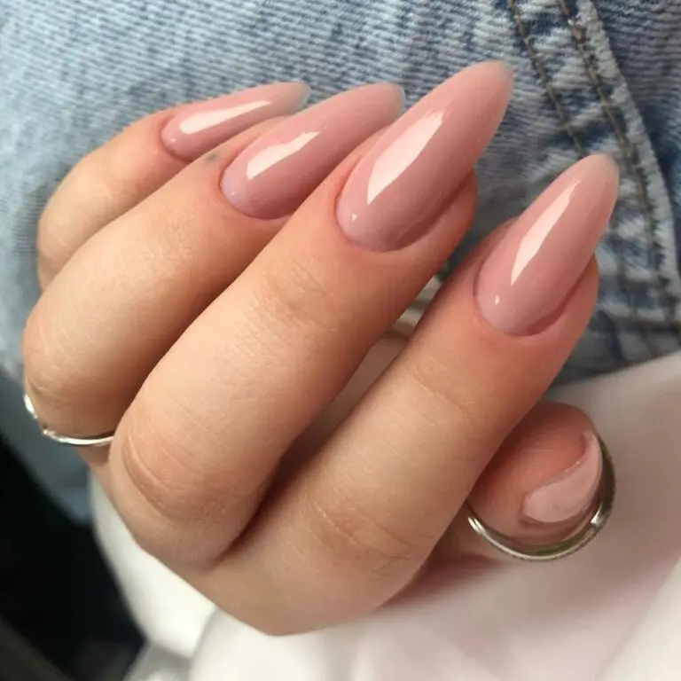 Nude Pink Lip Gloss Nails