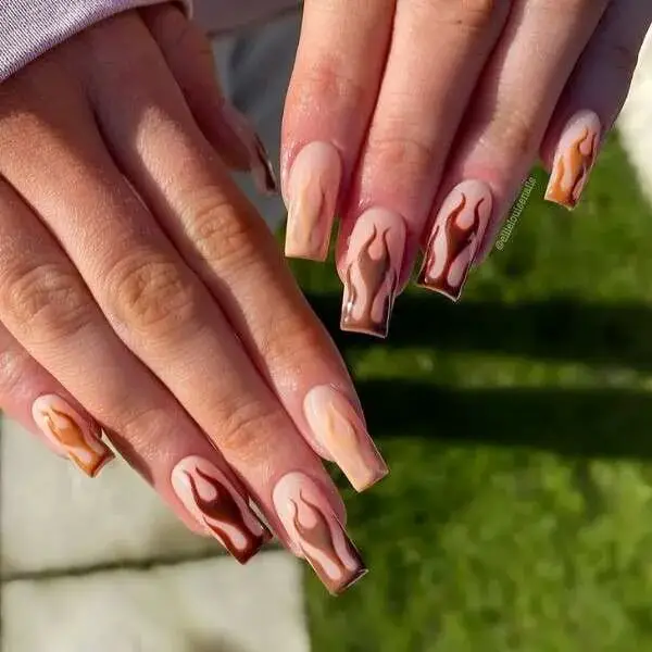 Nude Nails With Flames