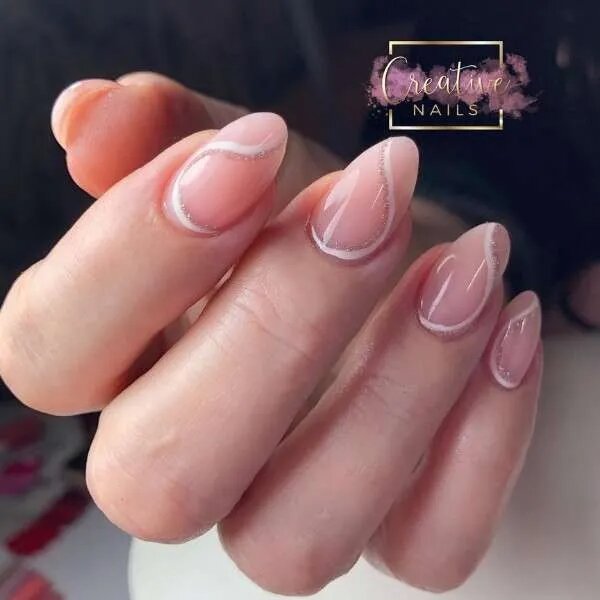 Nude Nails With White Lines