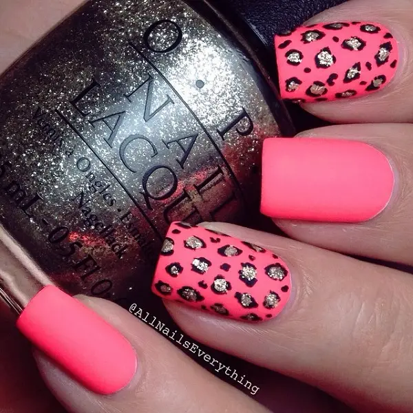 Pink Animal Print Nail Design