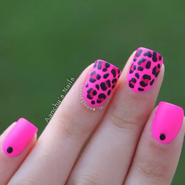 Pink Leopard Print Nail Design