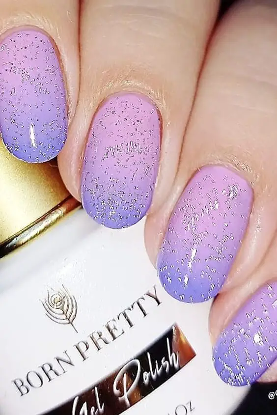 Purple Gradient Nails With Glitters