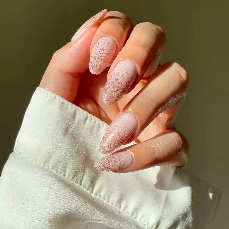 Rose Gold Glitter Ombré Nails