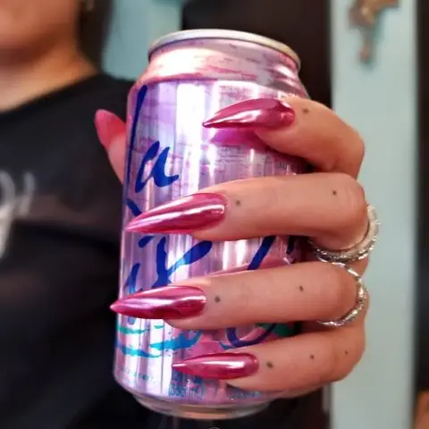 Rose Pink Chrome Nails