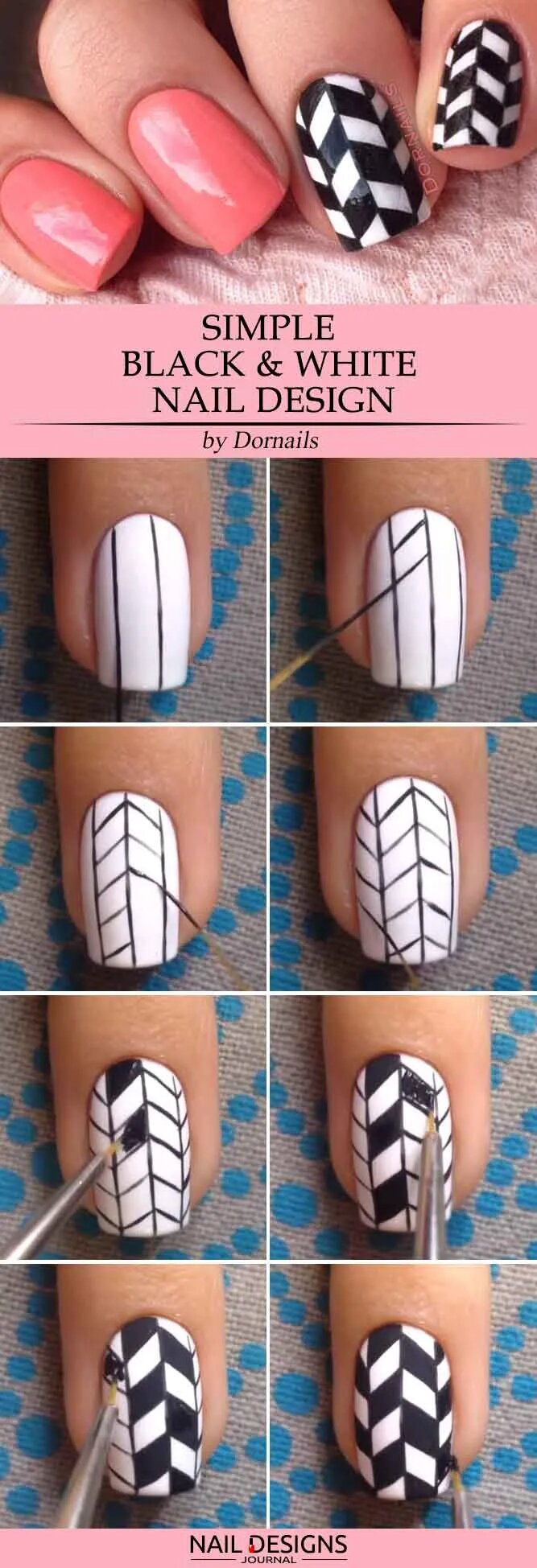 Simple Black And White Nail Design