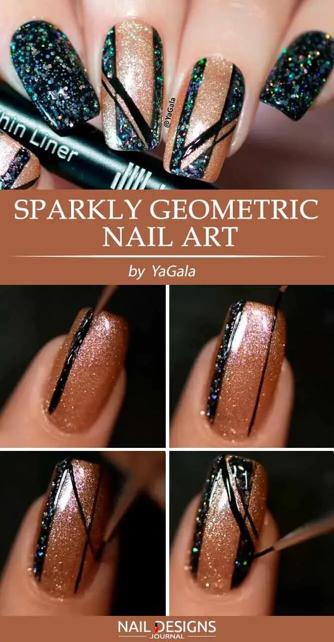 Sparkly Geometric Nail Art