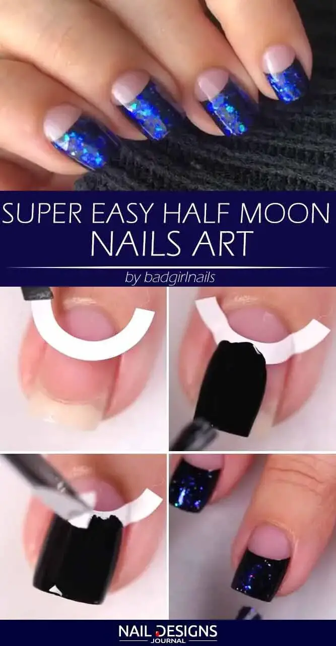 Super Easy Half Moon Nails Art