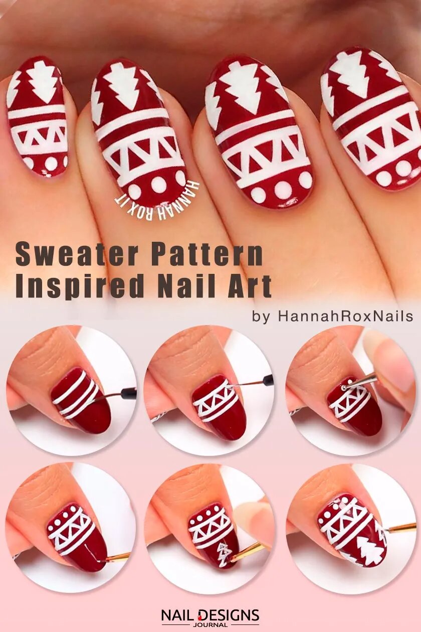 Sweater Pattern Inspired Nail Art