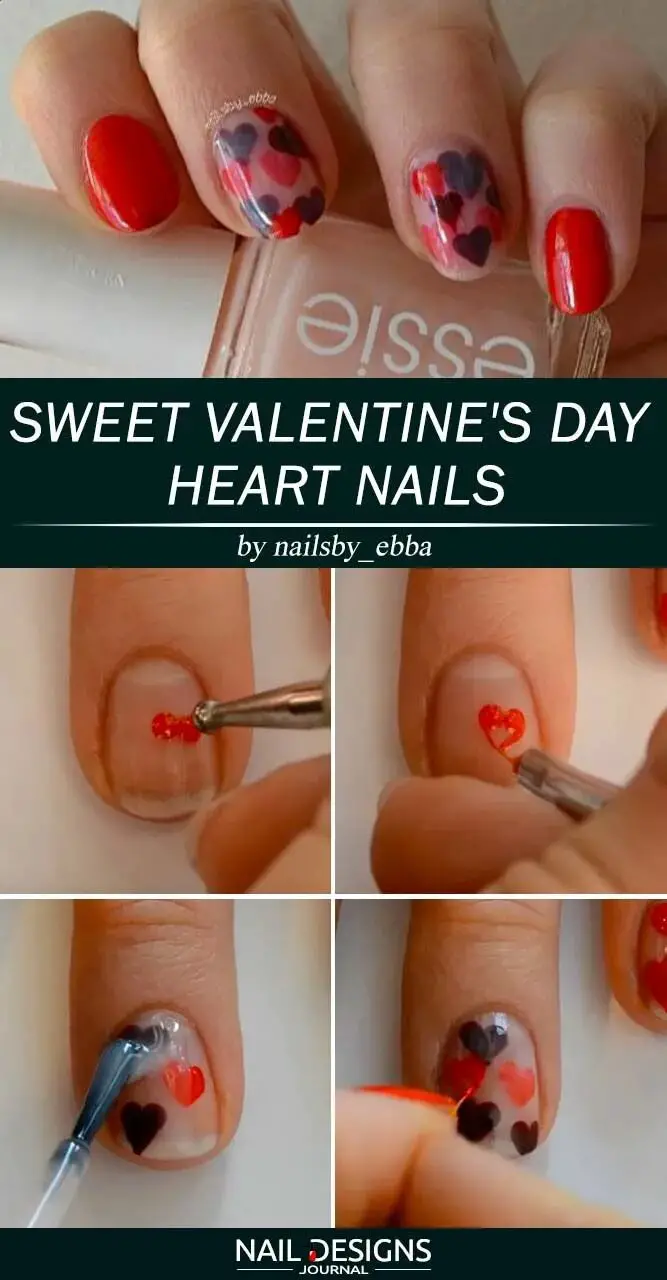 Sweet Valentine’s Day Heart Nails