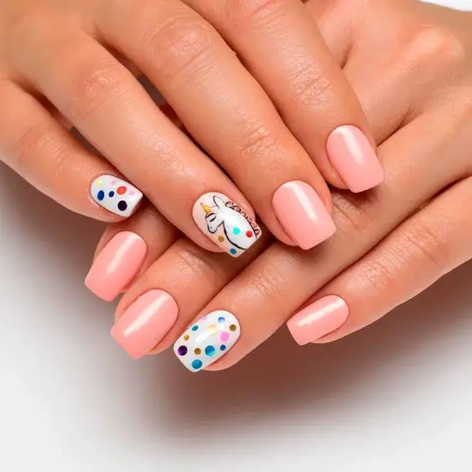 Unicorn Nails With Dots