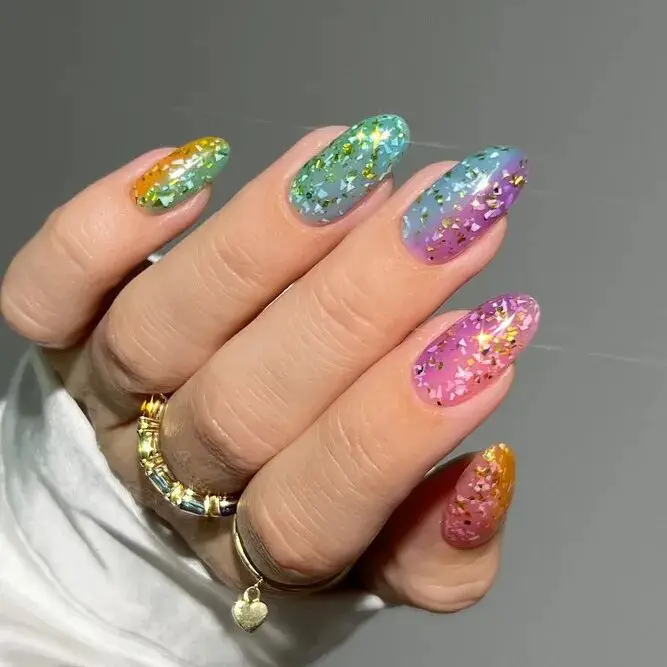 Vertical Glitter Ombre Nails