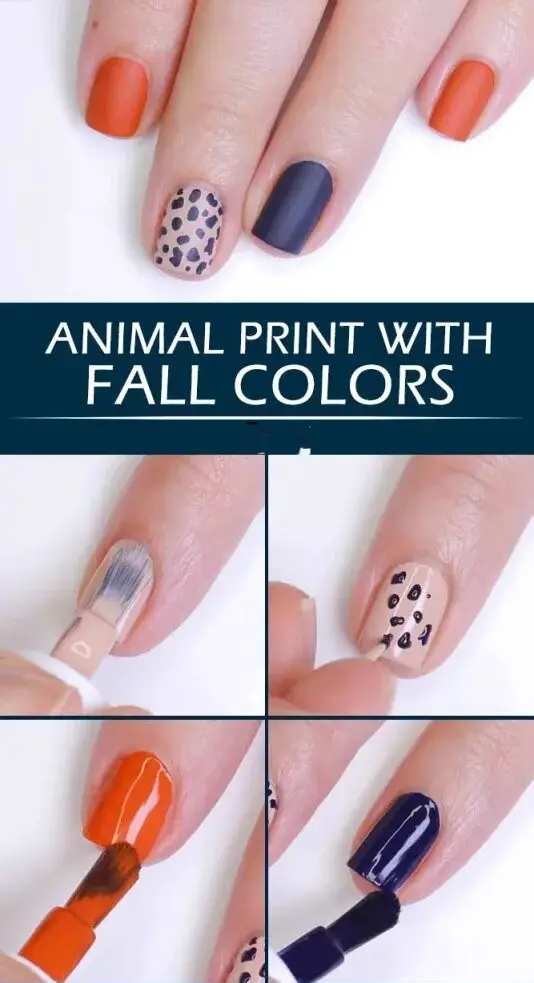 Animal Print With Fall Nails Colors