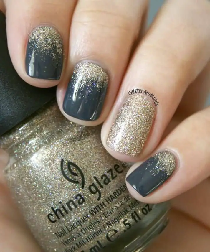 Beautiful Nail Art With Glitter Accent