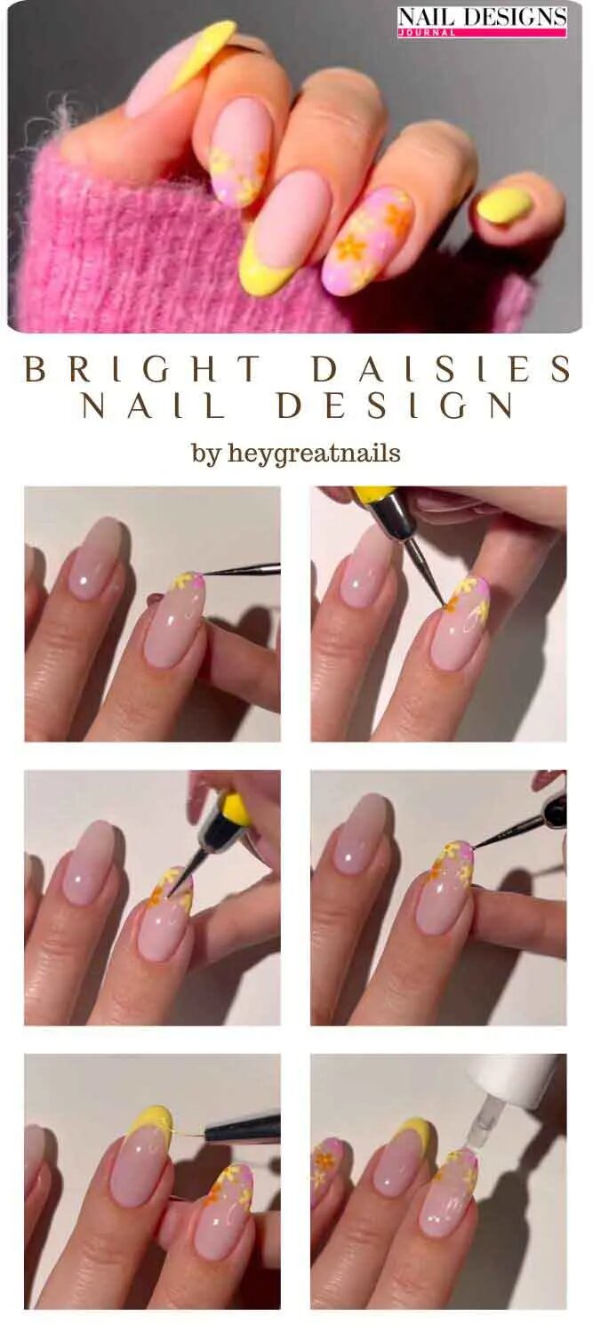 Bright Daisies Nail Design