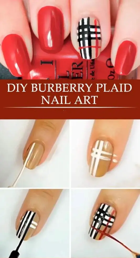 Burberry Plaid Nail Art