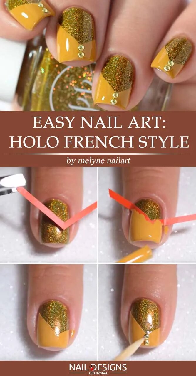 Cute Nails Designs, Holo French Style