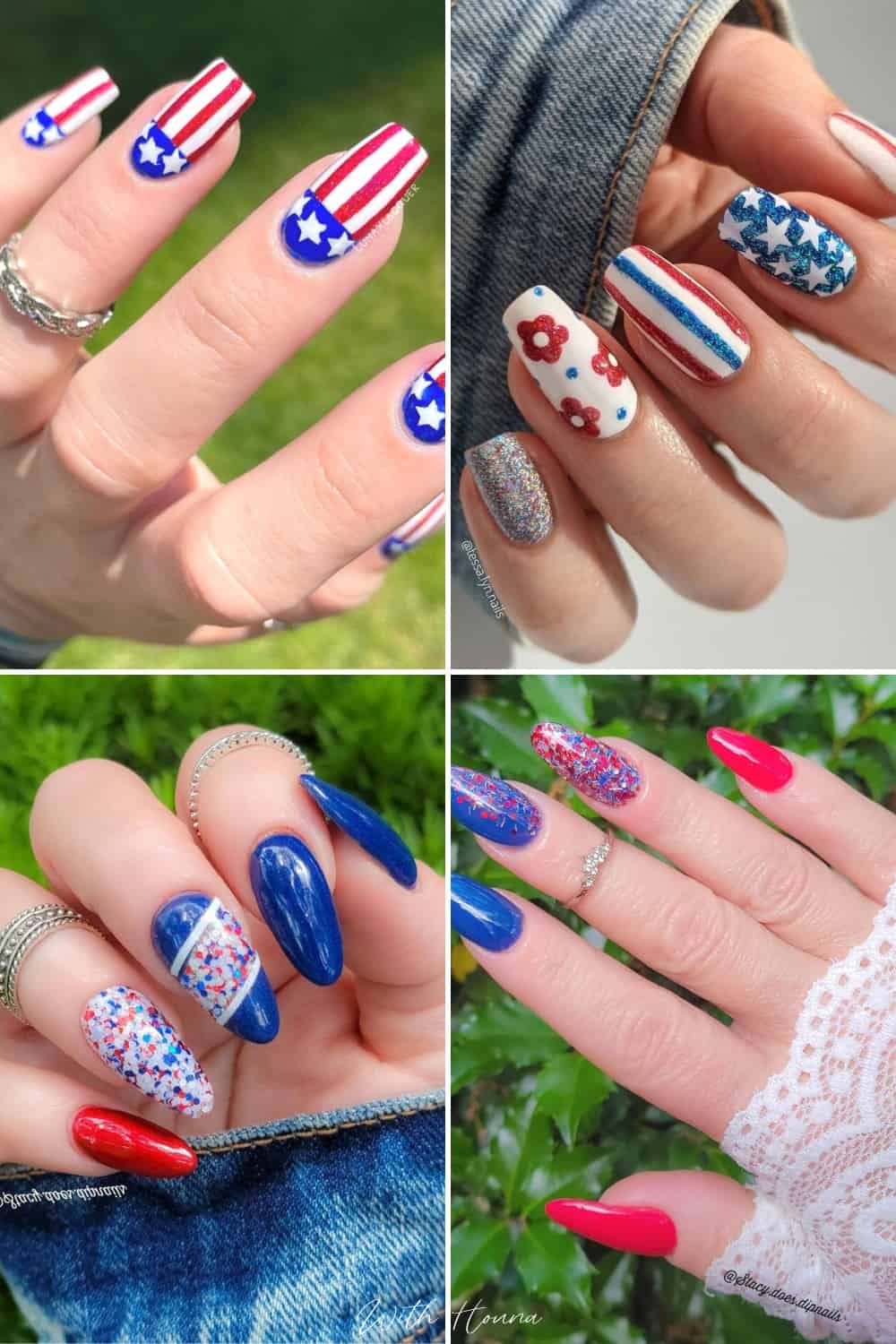 Cute Patriotic Nail Art With Metallic Shine