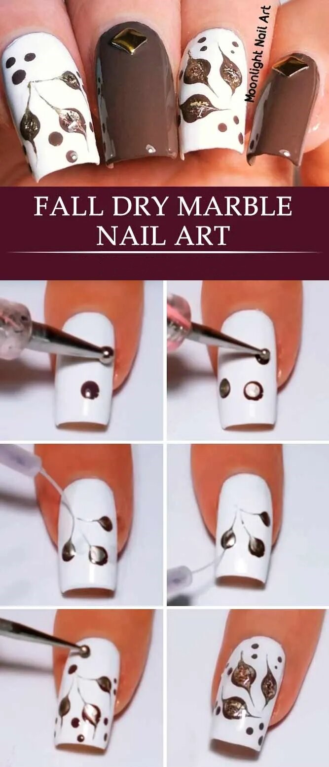 Dry Marble Autumn Nail Art